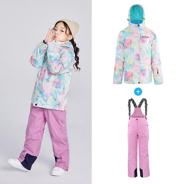 Ski Outlet ● Girls Searipe Color Forest Two Pieces Snowsuit Winter Ski Suits - Ski Outlet ● Girls Searipe Color Forest Two Pieces Snowsuit Winter Ski Suits-01-4