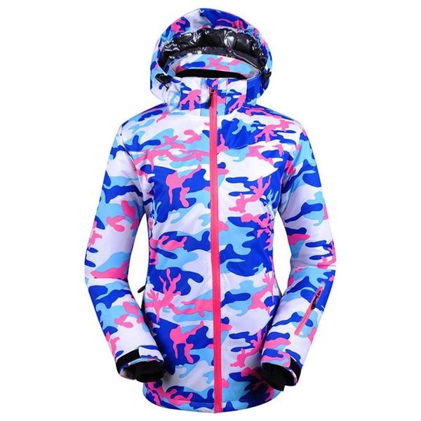 Ski Outlet ● Women's Snowy Owl Stylish Camo Blue Colorful Print Ski Jacket - Ski Outlet ● Women's Snowy Owl Stylish Camo Blue Colorful Print Ski Jacket-01-0