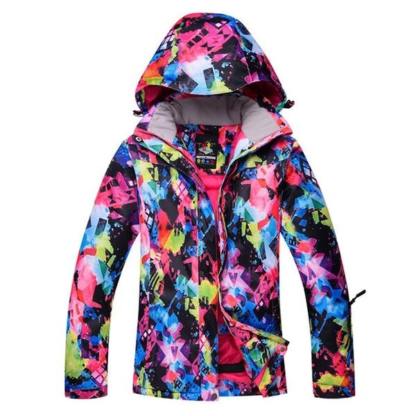 Ski Outlet ● Women's High-Tech Ski Jacket Colorful Print Mountain Waterproof Snow Jacket - Ski Outlet ● Women's High-Tech Ski Jacket Colorful Print Mountain Waterproof Snow Jacket-01-0