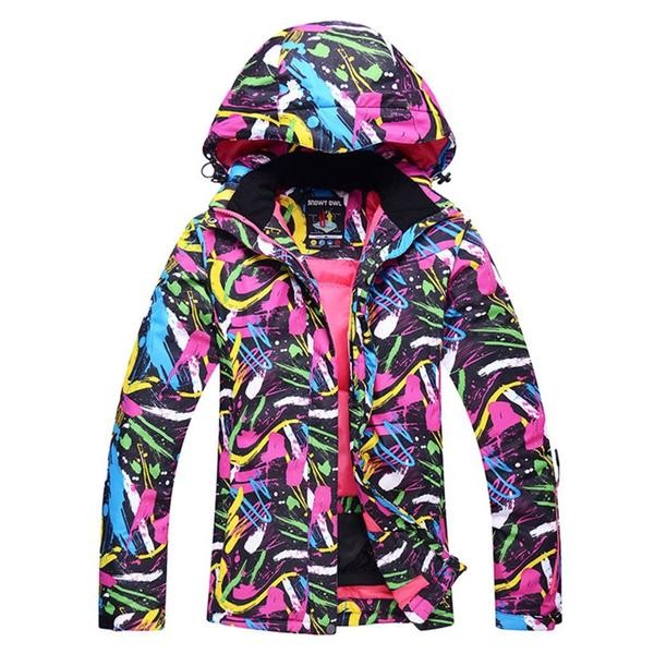 Ski Outlet ● Women's Waterproof Colorful Print Warm Insulated Ski Jackets Winter Coat - Ski Outlet ● Women's Waterproof Colorful Print Warm Insulated Ski Jackets Winter Coat-01-0