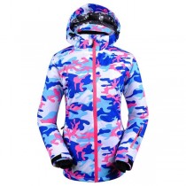 Ski Outlet ● Women's Snowy Owl Stylish Camo Blue Colorful Print Ski Jacket-20