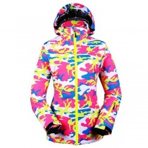 Ski Outlet ● Women's Snowy Owl Stylish Camouflage Colorful Print Ski Jacket-20
