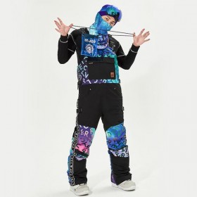 Ski Outlet ● Men's Vector Glittery Star Insulated Overalls Bib Snow Pants