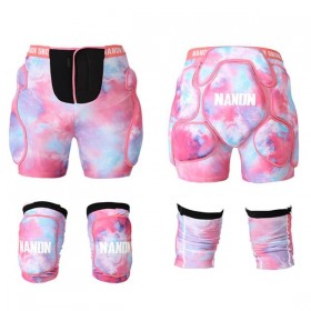 Ski Gear ● Pink Nandn Unisex Tri-Flex Protective Shorts & Knee Pads Set