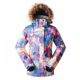 Clearance Sale ● Women's Gsou Snow 10k Color Forest Faux Fur Snowboard Jacket