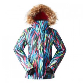 Clearance Sale ● Women's Gsou Snow 15k Colorful Light Faux Fur Snowboard Jacket
