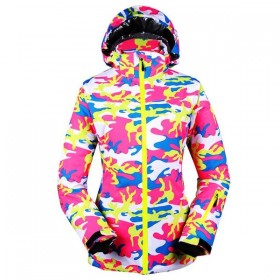 Ski Outlet ● Women's Snowy Owl Stylish Camouflage Colorful Print Ski Jacket